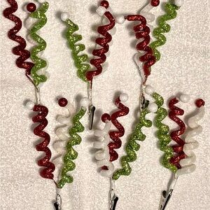 Festive Red, Green, and White Spiral Ornaments